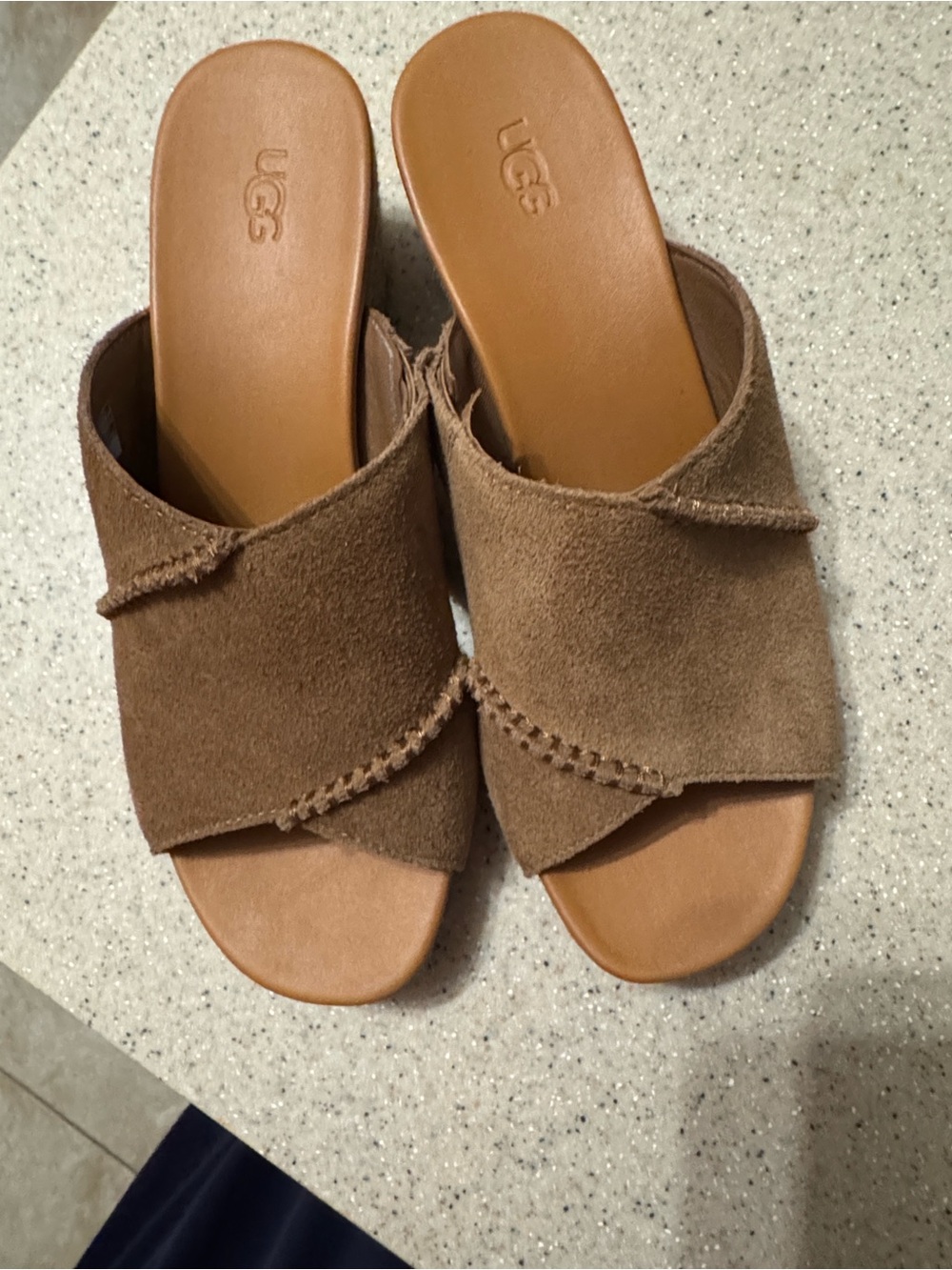 UGG Women’s Chestnut Suede Crossover Slide Sandals